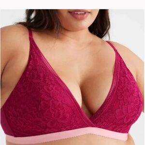 Knix Lace Deep-V Bra Sz XXL in Pomegranate